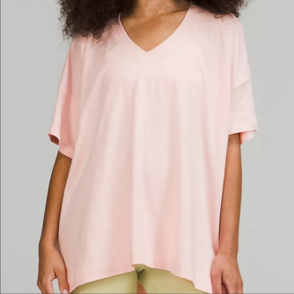 NWT Lululemon Side Tie V-Neck Tee Pink Mist Sz 6